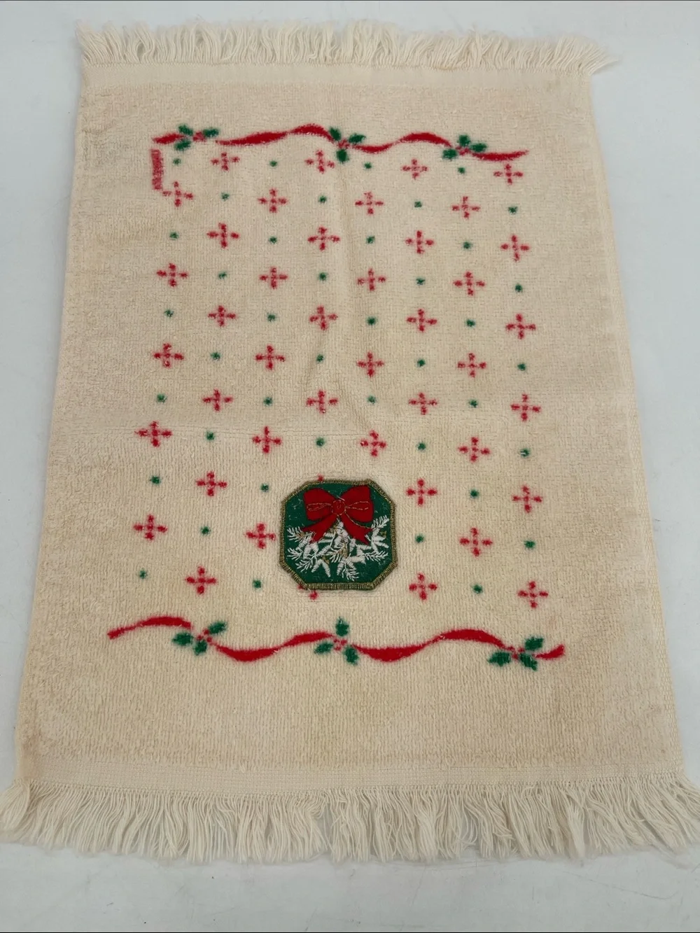 Vintage Jillian Rose Holiday Wreath Towel Set-Towel Handtowel Washcloth